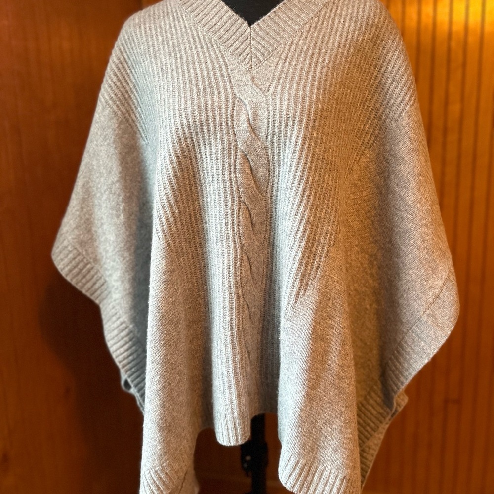 Cashmere/Wool Cable Knit Sweater Poncho